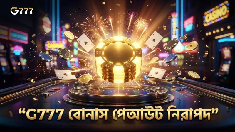 G777 প্ল্যাটফর্মে বোনাস পেআউট ও শর্তাবলী স্পষ্ট।